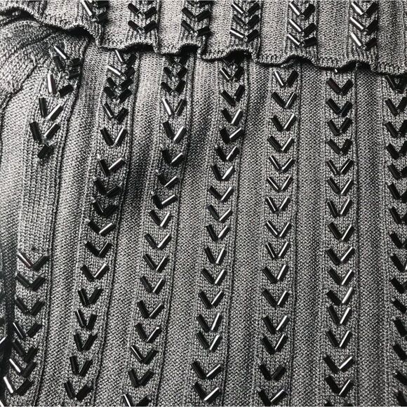 Women's Vintage 90s Black Beaded Classy Off The Shoulder Knit Sweater Top / M - Picture 5 of 8